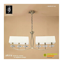 Luminaire Center Suspension Akira 2 Arm 6 Ampoules E14, laiton antique avec Abat jour crèmes