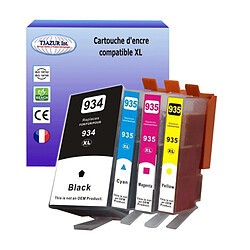 4 Cartouches compatibles avec HP OfficeJet 6800 6812 6815 6820 remplace HP 934XL, HP 935XL (Noire+Couleur)- T3AZUR