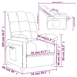 vidaXL Fauteuil inclinable électrique Rouge bordeaux Tissu pas cher