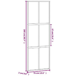 vidaXL Porte coulissante noir 76x205 cm verre trempé aluminium pas cher