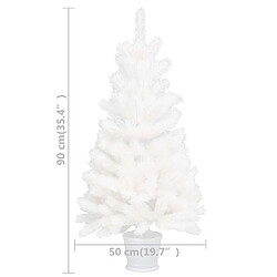 vidaXL Arbre de Noël artificiel aiguilles réalistes blanc 90 cm pas cher