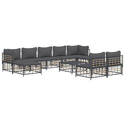 Avis Maison Chic Salon de jardin 10 pcs + coussins - Mobilier/Meubles de jardin - Table et chaises d'extérieur anthracite résine tressée -MN16728