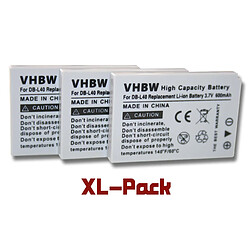 vhbw 3x batterie remplacement pour Sanyo DB-L40 pour caméra vidéo (600mAh, 3,7V, Li-ion)