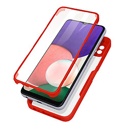 Avizar Coque 360° pour Samsung A22 5G Dos Rigide Protection Écran Souple Contour rouge