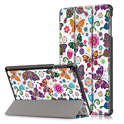 Etui en PU motif imprimé tri-pliure avec support papillon pour votre Samsung Galaxy Tab A 10.1 (2019) T515/T510