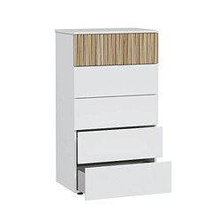 Acheter Dansmamaison Commode 5 tiroirs Blanc/Bois clair - YANA