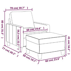 vidaXL Fauteuil avec repose-pied Noir 60 cm Similicuir pas cher