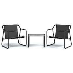 vidaXL Salon de jardin avec coussins 3 pcs anthracite acier