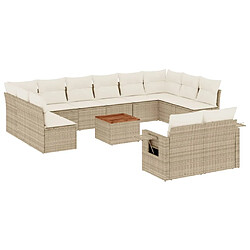 Maison Chic Salon de jardin avec coussins 13 pcs, Ensemble Tables et chaises de jardin, beige résine tressée -GKD146545