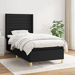 vidaXL Sommier à lattes de lit avec matelas Noir 90x200 cm Tissu