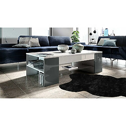 Mpc Table De Salon Blanc Mat Et Gris Haute Brillance (118 X 37 X 60 Cm)