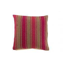 Dansmamaison Coussin Carre Anna Grosse Rayure Jute Rose