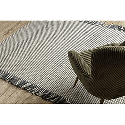 RUGSX Tapis en laine TAHAR 99003F crème gris - TISSÉ MAIN Lignes, franges 90x150 cm pas cher