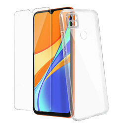 Avizar Coque Redmi 9C/10A Souple et Film Verre Trempé Dureté 9H transparent