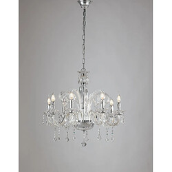 Fan Europe Chandelier sans abats jours 8 ampoules Pendentif Verre,Cristal Chrome