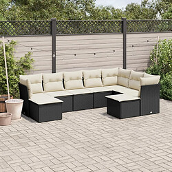 Maison Chic Salon de jardin 9 pcs avec coussins | Ensemble de Table et chaises | Mobilier d'Extérieur noir résine tressée -GKD90508