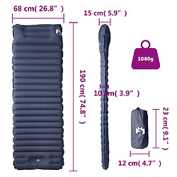 vidaXL Matelas de camping autogonflant avec oreiller 1 personne gris pas cher