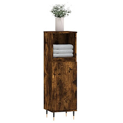 Avis Maison Chic Armoire de bain,Meuble de rangement de salle de bain,Meuble haut chêne fumé 30x30x100 cm bois d'ingénierie -GKD684872