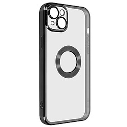 Avizar Coque iPhone 14 Plus Souple Bloc Caméra Couvert Transparent Contour noir Chromé