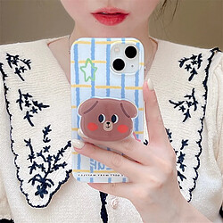 GUPBOO Étui pour iPhone11 Support de coque de téléphone dessin animé chien blush à carreaux