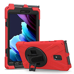 Coque en TPU + Silicone avec béquille pivotante à 360° et fente pour stylo rouge pour votre Samsung Galaxy Tab Active 3 T570/T575/T575N/T577