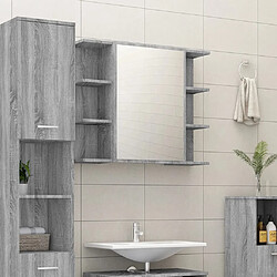 Maison Chic Armoire à miroir de salle de bain,Meuble de rangement,Meuble bas de bain Sonoma gris 80x20,5x64cm Bois -GKD262939