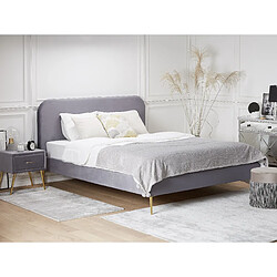 Beliani Lit double en velours gris 140 x 200 cm FLAYAT