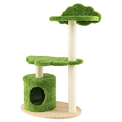 Helloshop26 Arbre à chat 97 cm en bois poteau griffoir condo plate-forme perchoir coussin amovible tour d'activités pour chat vert 20_0007656