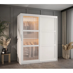 Abiks Meble Armoire Flutes 3 à Portes Coulissantes 200/150/62 2 Portes (blanc)