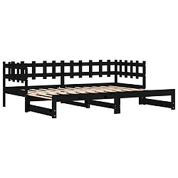 Maison Chic Lit d'appoint Noir 2x(80x200)cm,Lit coulissant Lit de repos Bois de pin massif -GKD92114 