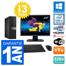 PC Dell 5040 SFF Ecran 22" Core i3-6100 RAM 32Go Disque 1To HDMI Windows 10 Wifi - Occasion