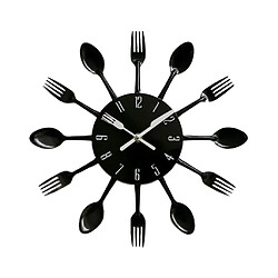 Horloge Murale 3D Creative Cuisine Motif Cuillère Fourchette Miroir Wall Sticker Decal