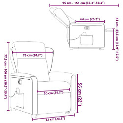 vidaXL Fauteuil inclinable de massage électrique Marron Tissu pas cher