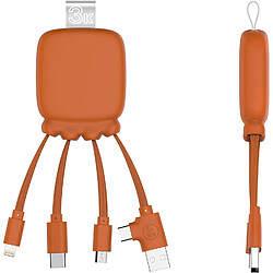 SANAG Câble Multi Connecteurs Usb - Hub Usb 4 En 1 Usb C, Usb Et Micro Usb - Câble Chargeur Universel Et Batterie Externe - Câble Multi Téléphone - Octopus Gamma (Orange)