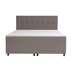 Acheter Vente-Unique Ensemble complet boxspring tête de lit capitonnée + sommiers + matelas + surmatelas - 160 x 200 cm - Tissu - Gris - SIERO de YSMÉE