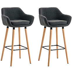 Decoshop26 Lot de 2 tabourets de bar design et confortable en tissu gris clair avec accoudoirs et repose-pieds 10_0000273