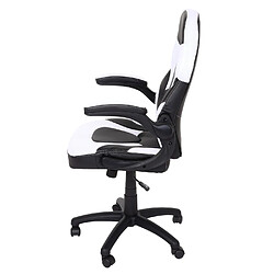 Mendler Chaise de bureau HWC-K13, chaise pivotante Gaming, accoudoirs réglables, similicuir ~ noir-blanc