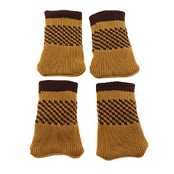 4pcs pieds de meubles en tricot chaussettes de protection de plancher de jambe de chaise couvre le jaune de blé