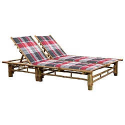 Maison Chic Chaise longue | Transat Bain de soleil pour 2 personnes avec coussins Bambou -GKD45191