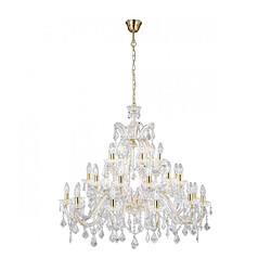 Searchlight Chandelier sans abats jours Marie Therese Cristal Laiton poli 30 ampoules 94cm