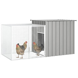 vidaXL Cage pour poules Gris 200x91x100 cm Acier galvanisé