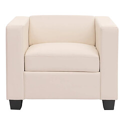 Mendler Fauteuil Club / Lounge Lille, 86x75x70cm ~ simili-cuir blanc pas cher