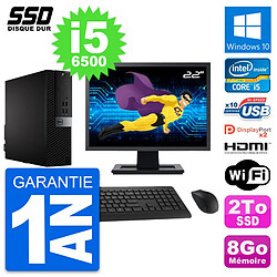 PC Dell 7040 SFF Ecran 22" Intel i5-6500 RAM 8Go SSD 2To HDMI Windows 10 Wifi - Occasion