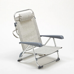 Acheter Beach And Garden Design Chaise transat de plage pliante avec accoudoirs mer aluminium Gargano, Couleur: Gris