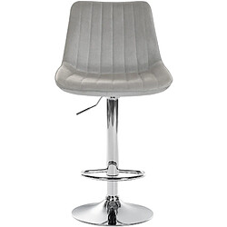 Acheter Decoshop26 Lot de 2 tabourets de bar réglable en hauteur pivotant à 360° assise en velours gris couture verticale pied métal chromé 10_0004427