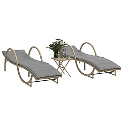 vidaXL Chaises longues lot de 2 avec table beige résine tressée