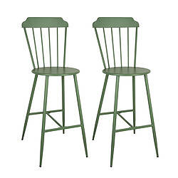 Aubry Gaspard Chaise bar en métal laqué -Samos (Lot de 2) vert.