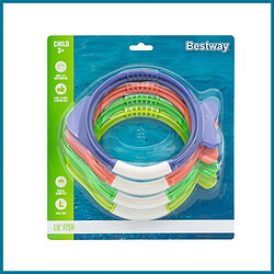 Jeu de Piscine Bestway Lil Fish avec 4 Anneaux de Plongée de Couleurs Bleu Orange Vert pour Enfants pas cher