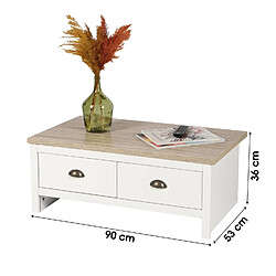 Avis Urban Living Table basse 2 tiroirs en bois HANOI - Blanc