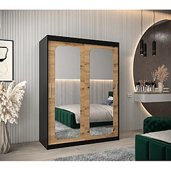 Abiks Meble Armoire PROMO T3 À Portes Coulissantes 200/150/62 2 Portes (Noir/Artisan)